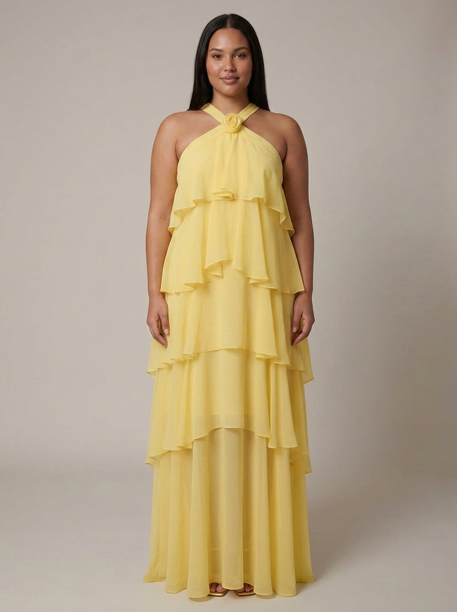 Blomstret Ruffle Maxi Kjole