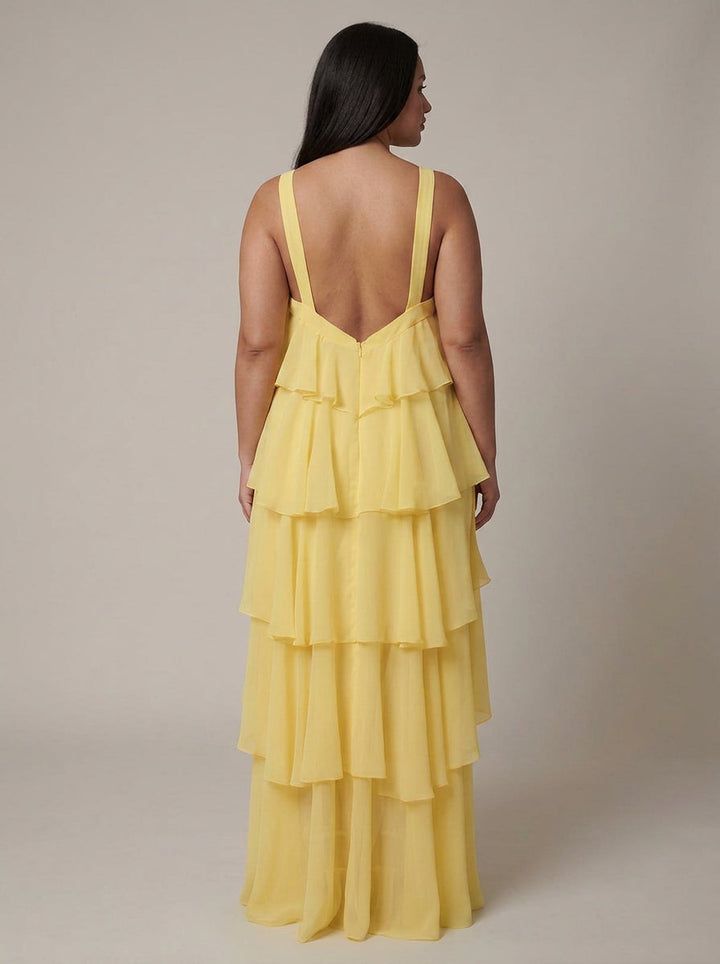 Blomstret Ruffle Maxi Kjole