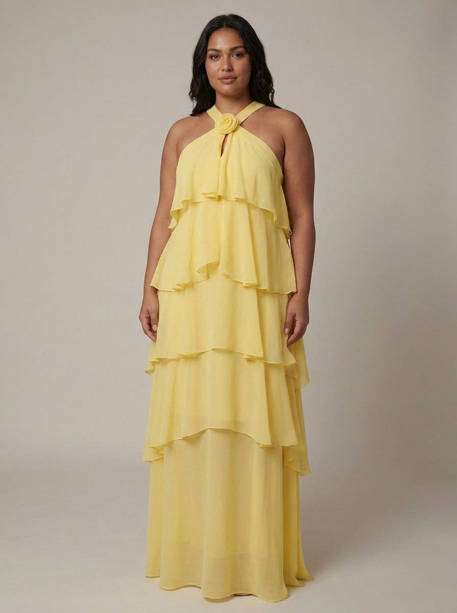 Blomstret Ruffle Maxi Kjole