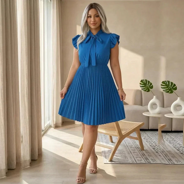 Sabine | Sløjfe Pleated Midi Kjole