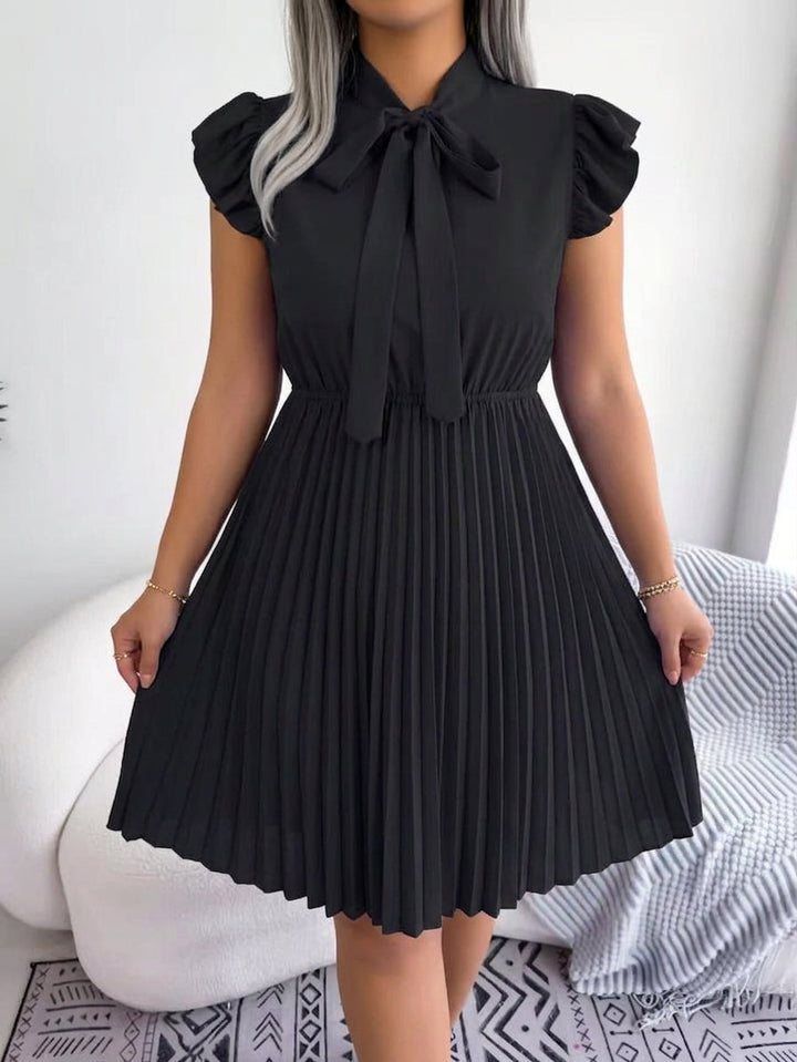 Sabine | Sløjfe Pleated Midi Kjole