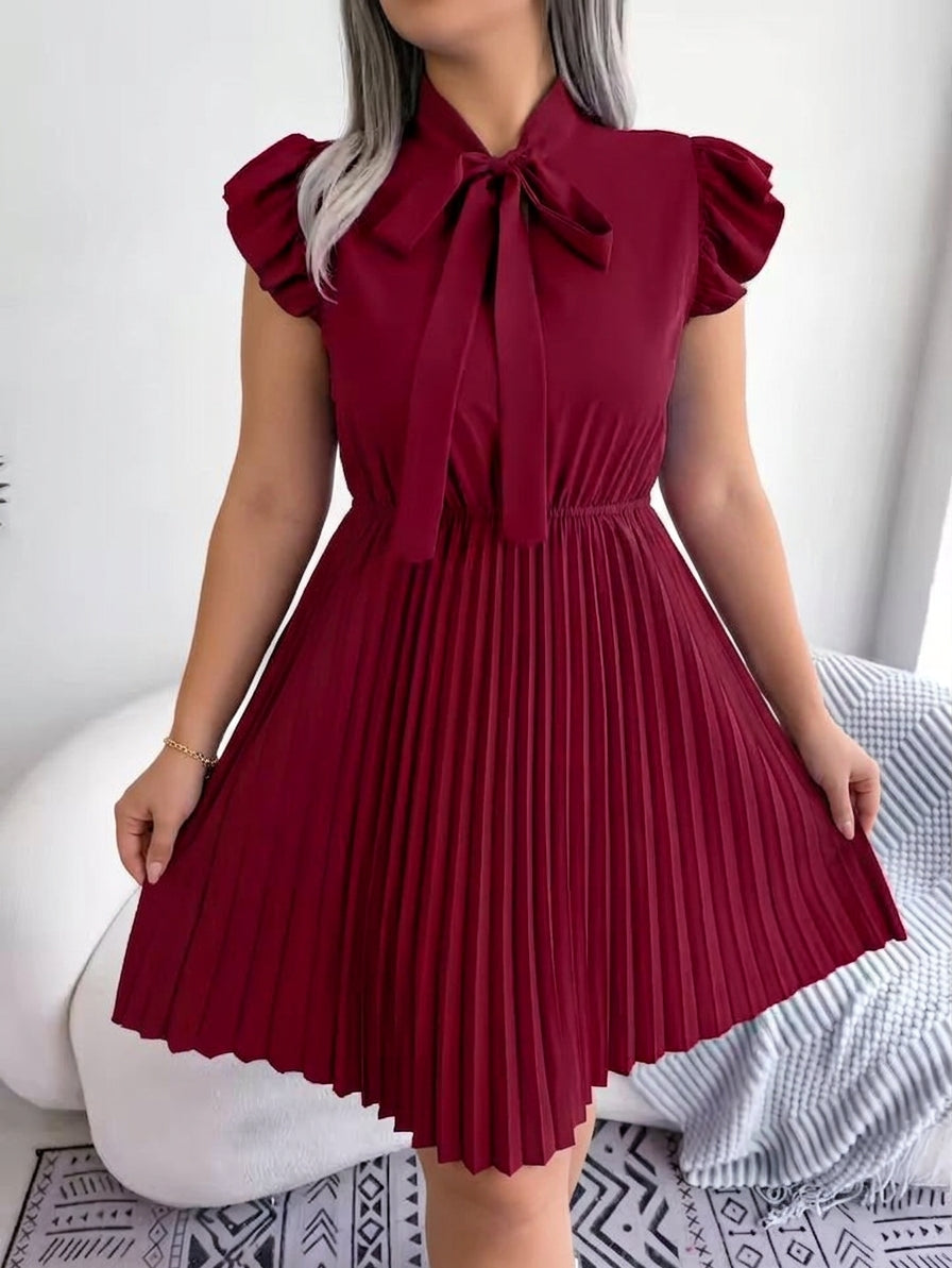 Sabine | Sløjfe Pleated Midi Kjole