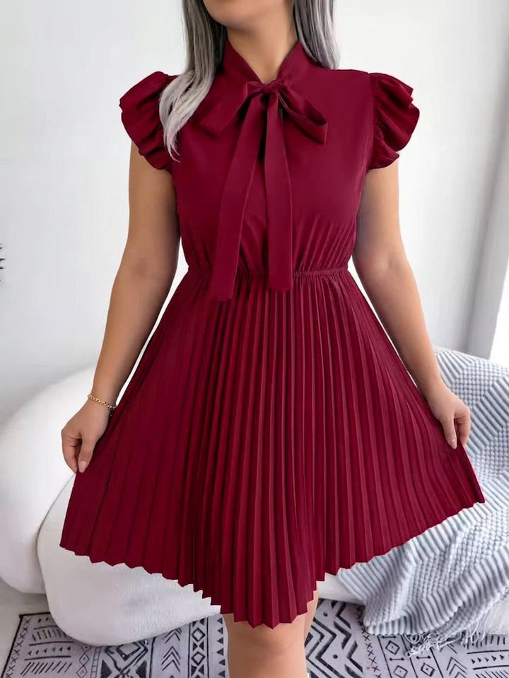 Sabine | Sløjfe Pleated Midi Kjole