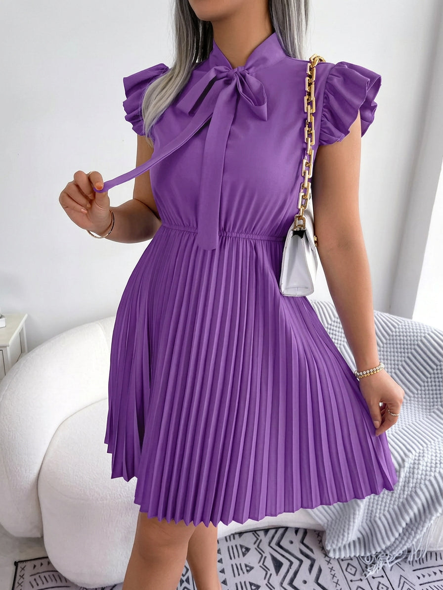 Sabine | Sløjfe Pleated Midi Kjole