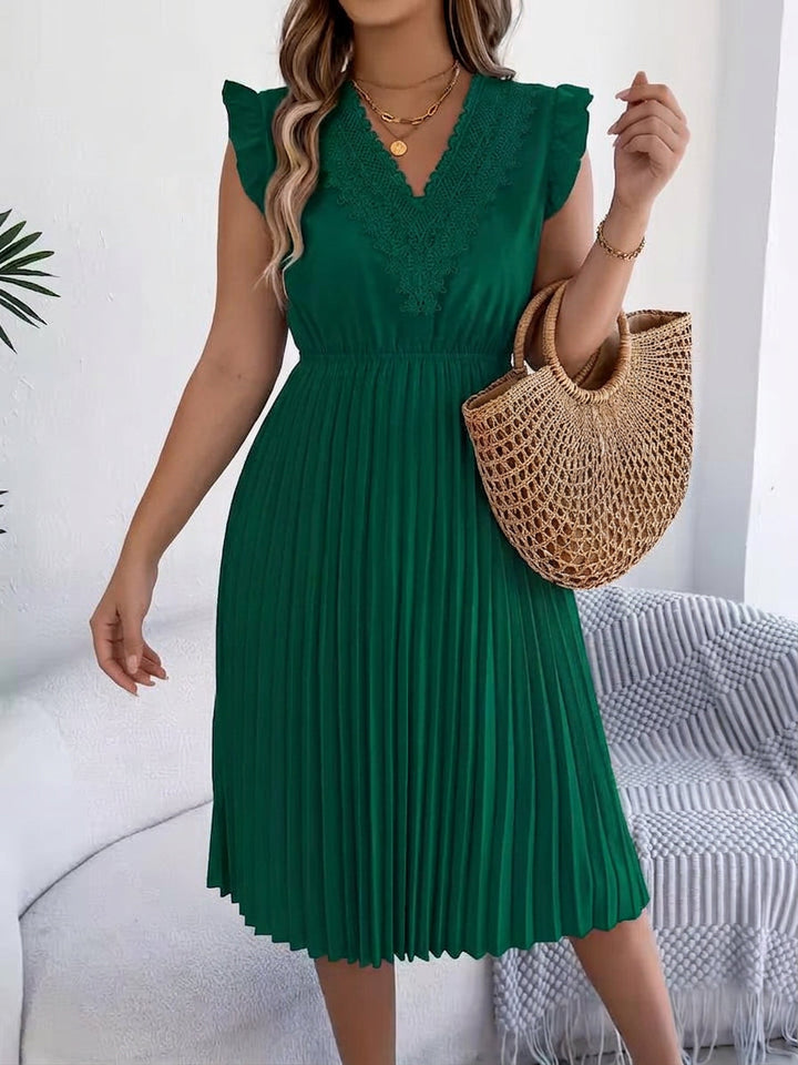 Briony – Casual V-Hals Maxi Kjole med Blonder
