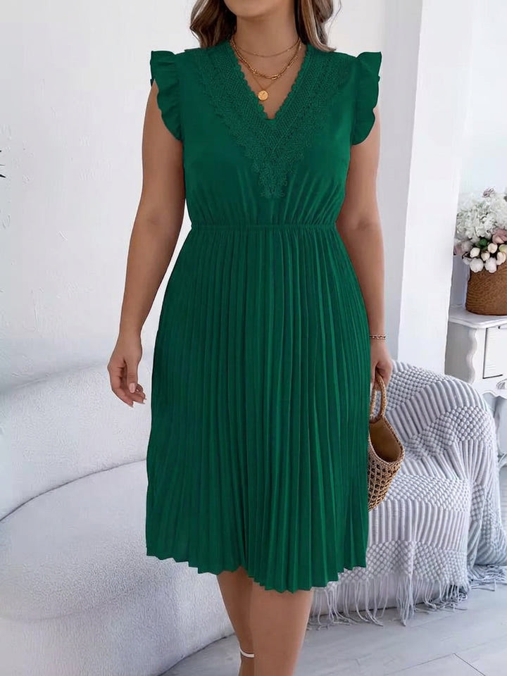 Briony – Casual V-Hals Maxi Kjole med Blonder