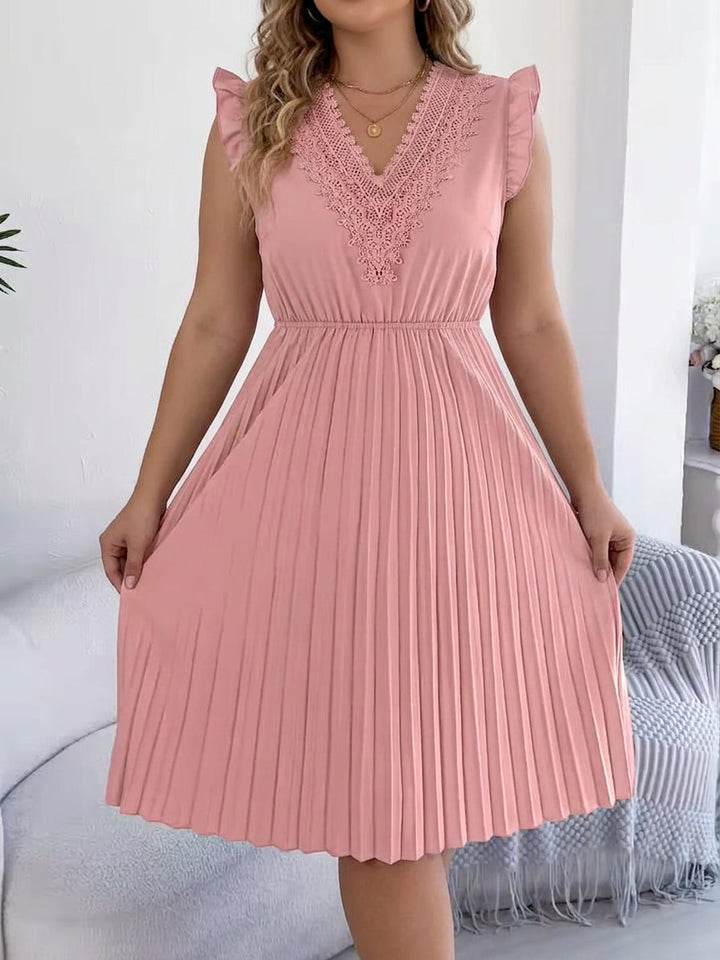 Briony – Casual V-Hals Maxi Kjole med Blonder