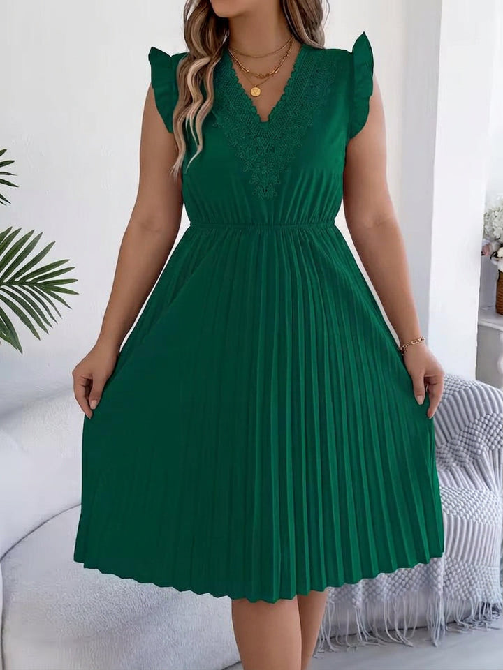 Briony – Casual V-Hals Maxi Kjole med Blonder