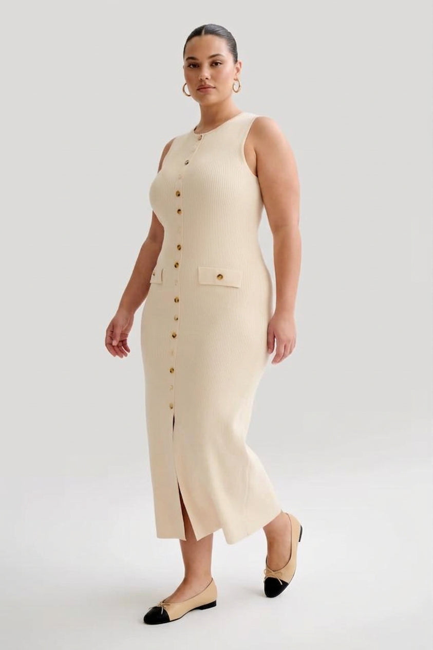 Quinn – Elegant Ærmeløs Bodycon Strikket Maxi Kjole