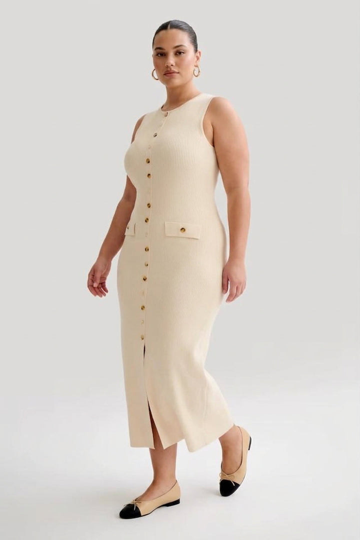 Quinn – Elegant Ærmeløs Bodycon Strikket Maxi Kjole