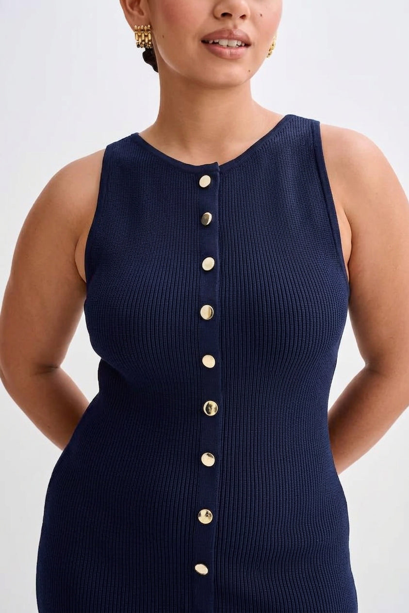 Quinn – Elegant Ærmeløs Bodycon Strikket Maxi Kjole