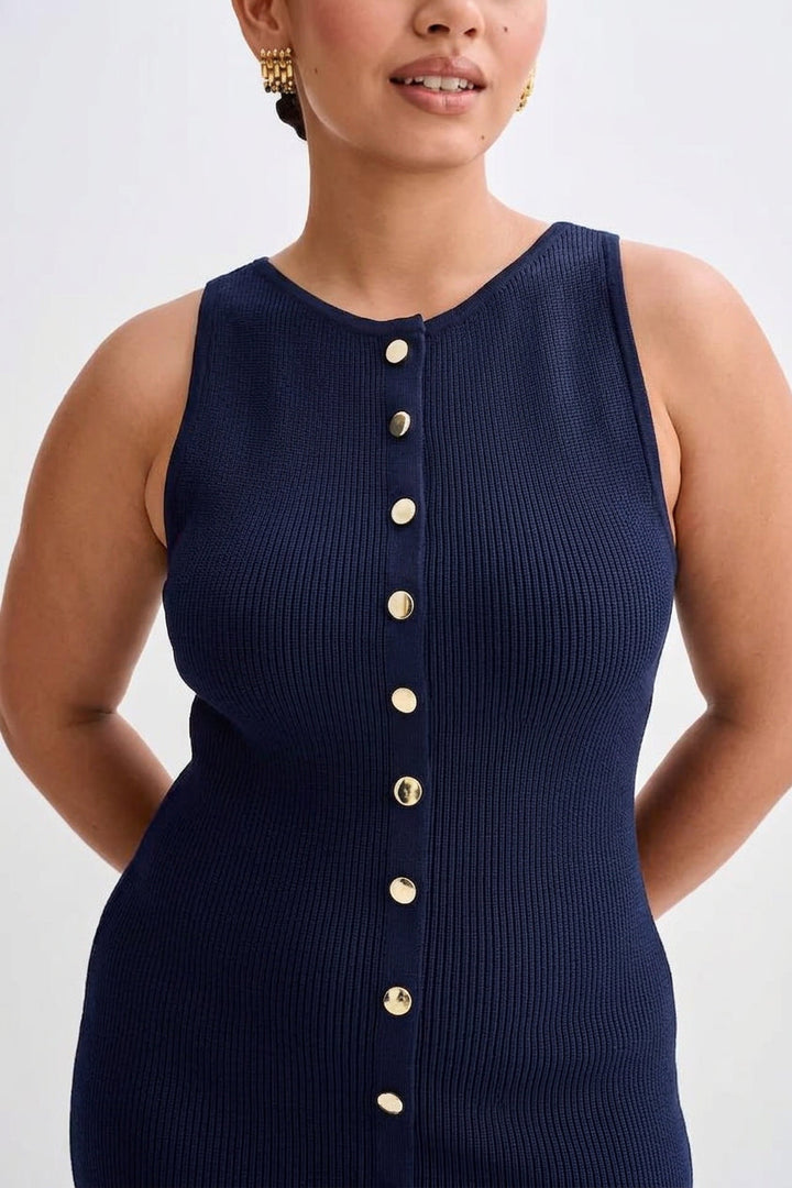 Quinn – Elegant Ærmeløs Bodycon Strikket Maxi Kjole