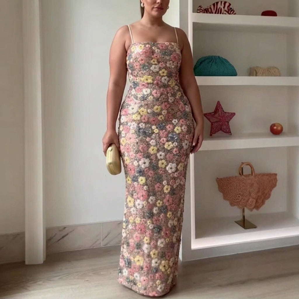 Lara - Elegant Strapless Sequin Maxi Kjole