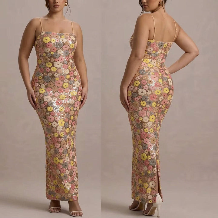 Lara - Elegant Strapless Sequin Maxi Kjole