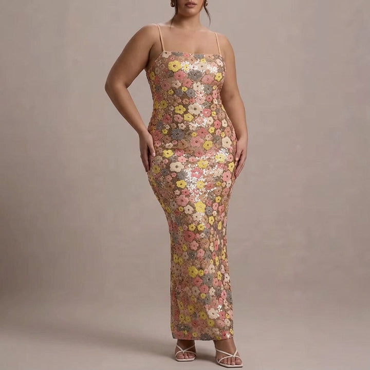Lara - Elegant Strapless Sequin Maxi Kjole
