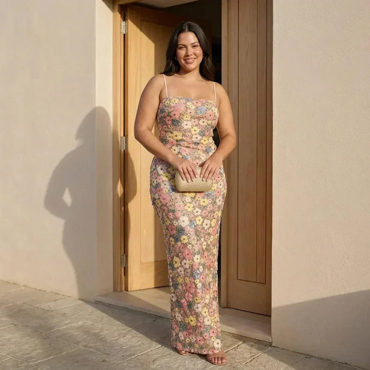 Lara - Elegant Strapless Sequin Maxi Kjole