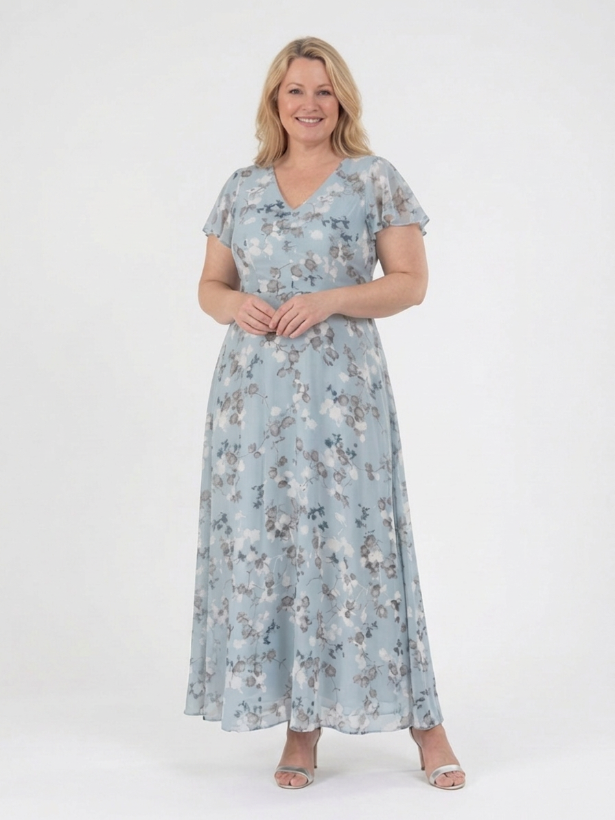Leontine | Floral Chiffon Maxi Kjole