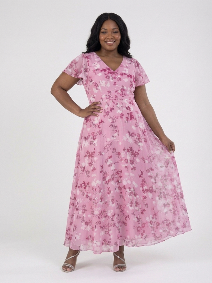 Leontine | Floral Chiffon Maxi Kjole