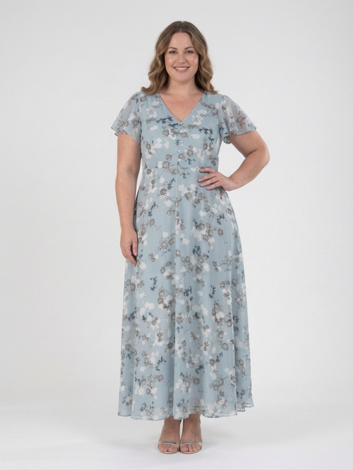 Leontine | Floral Chiffon Maxi Kjole