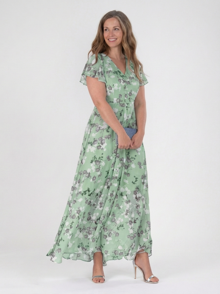 Leontine | Floral Chiffon Maxi Kjole