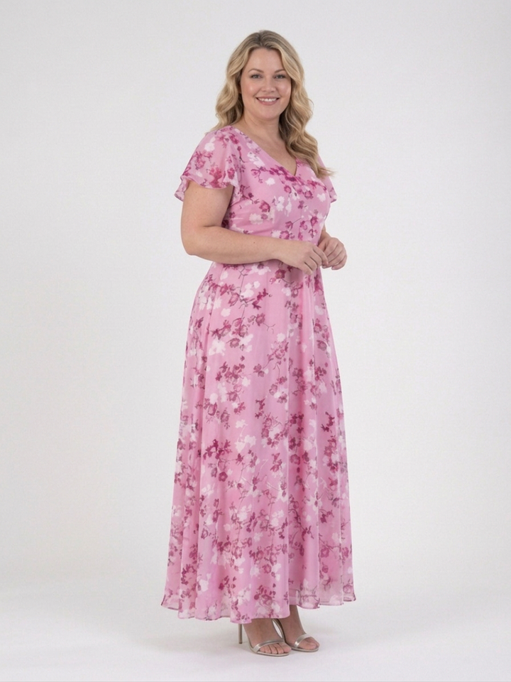 Leontine | Floral Chiffon Maxi Kjole