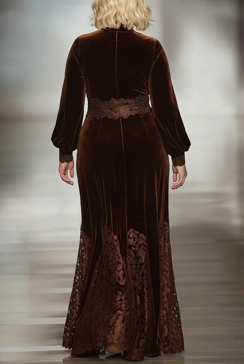 MABLE | HØJ KRAVE LACE MAXI KJOLE