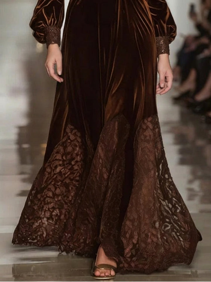 MABLE | HØJ KRAVE LACE MAXI KJOLE