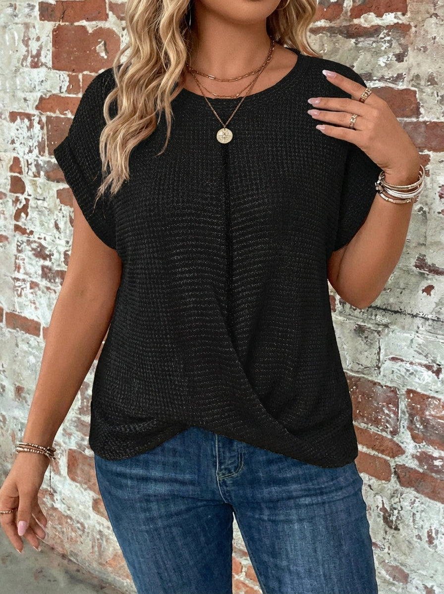 Nadya | Vaffelstrikket Casual T-shirt