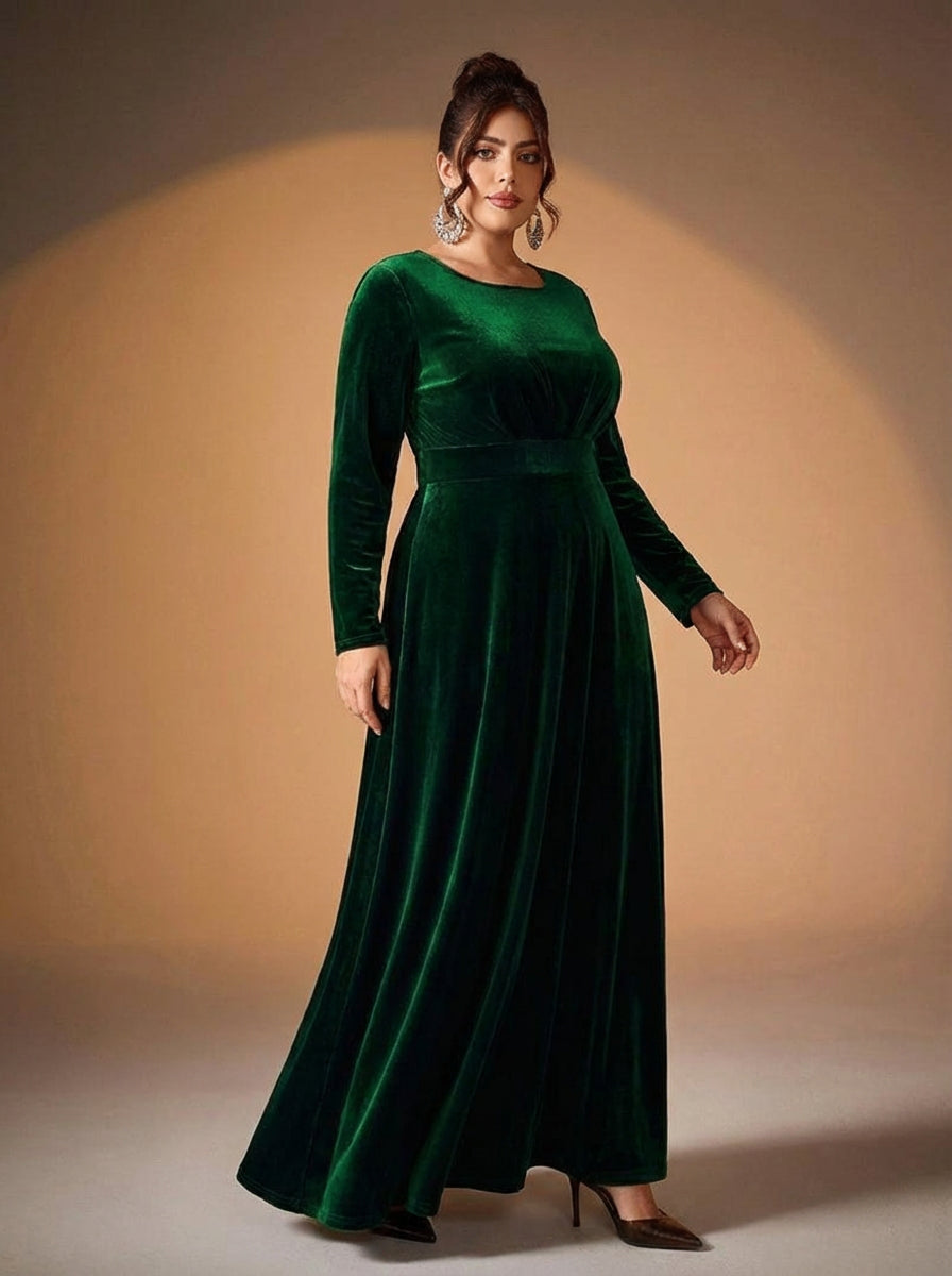 Maia | Langærmet Velour Maxi Kjole