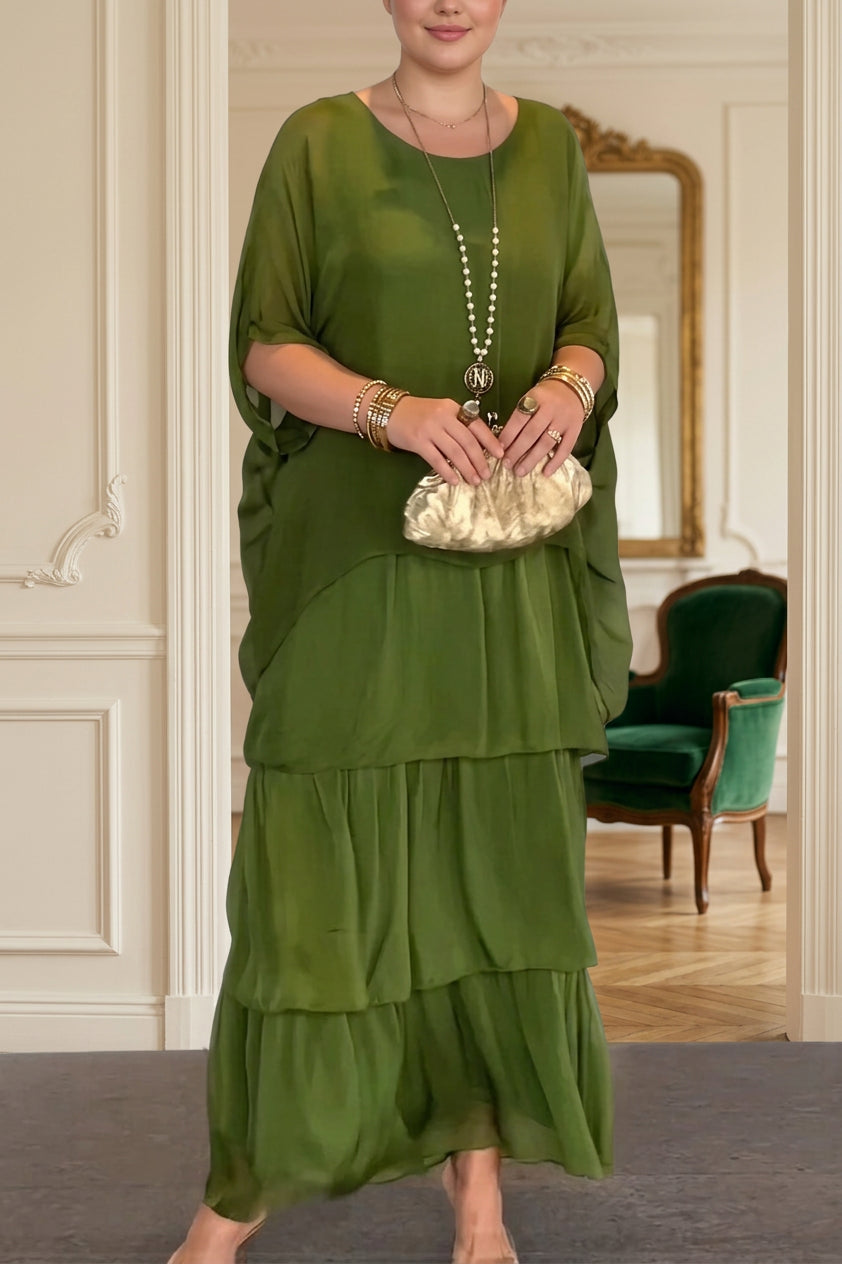 Edith Lagdelt Kjole - Olivengrøn