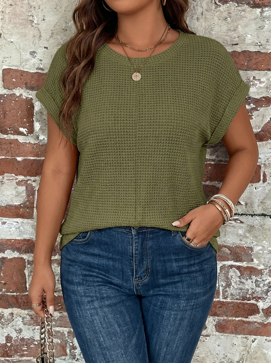 Nadya | Vaffelstrikket Casual T-shirt