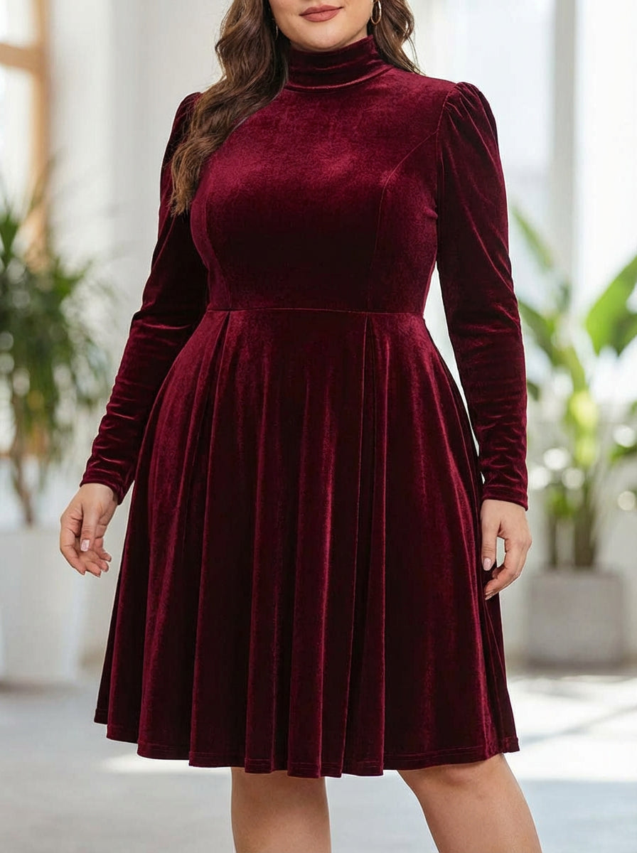 Tindra | Velvet Mock-Neck Maxi Kjole