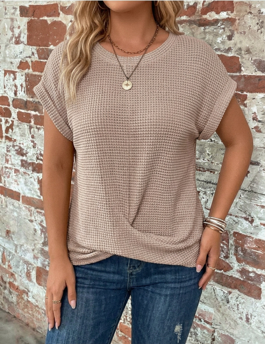 Nadya | Vaffelstrikket Casual T-shirt