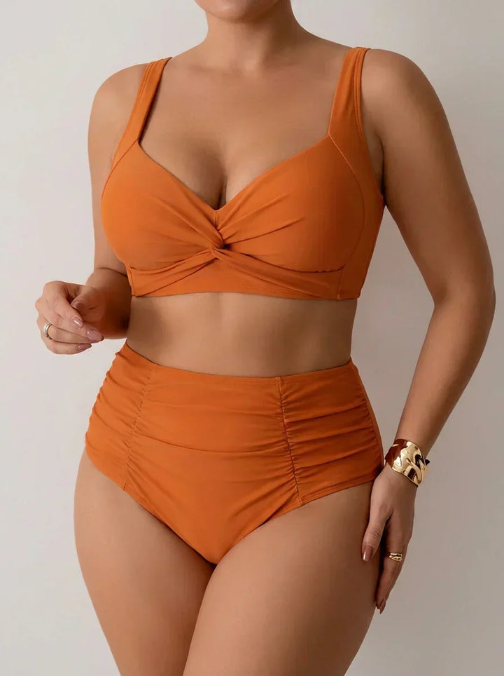 Ingrid | Bandeau Bikini med Samlet Stof