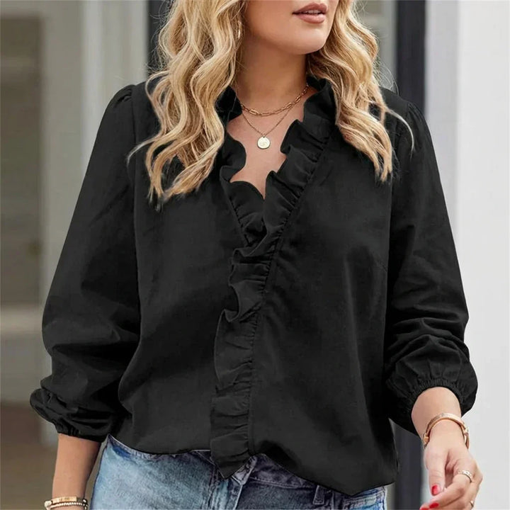 Magnolia | Feminin Bluse med Legesyge Flæser