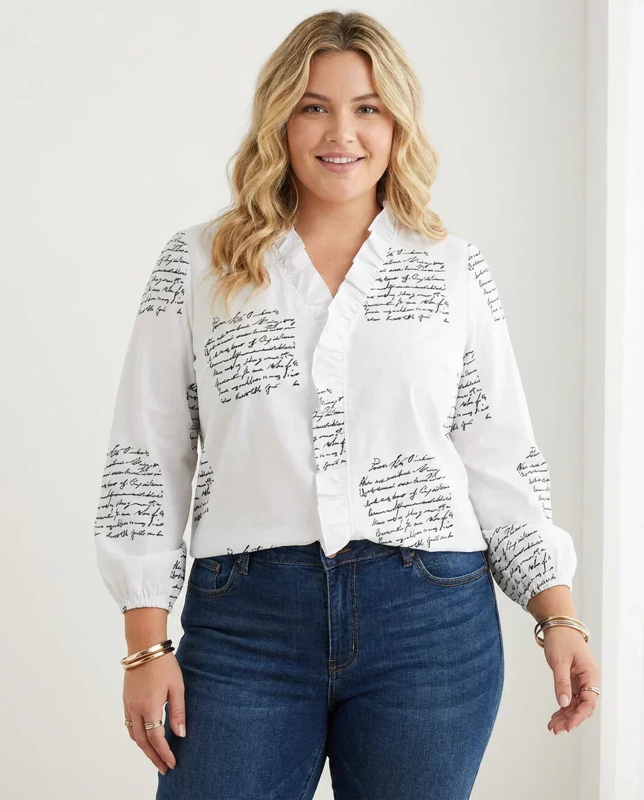 Magnolia | Feminin Bluse med Legesyge Flæser