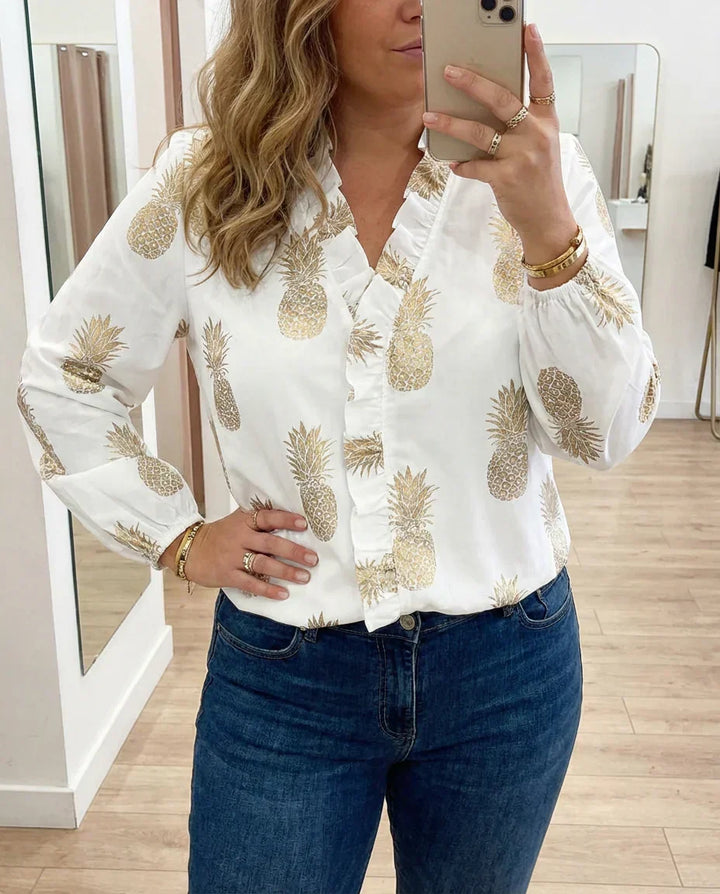 Magnolia | Feminin Bluse med Legesyge Flæser