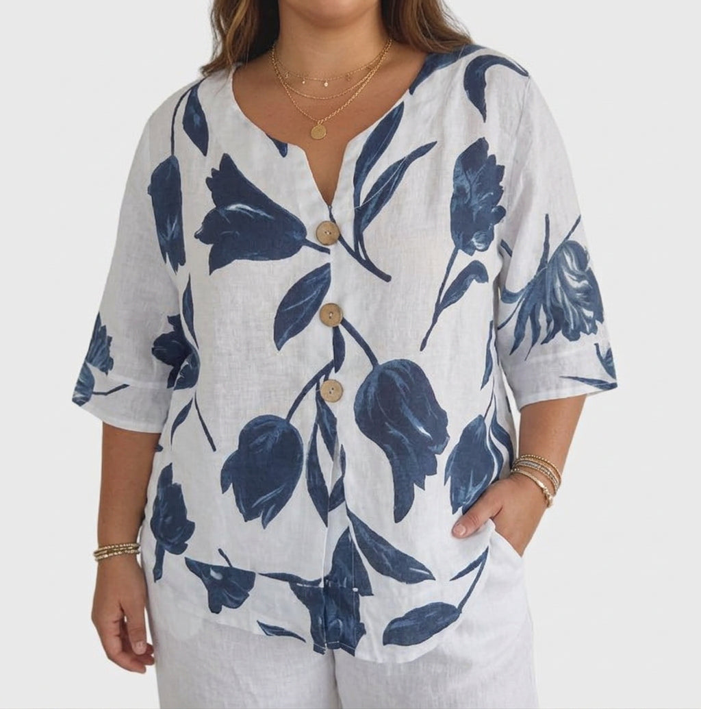 Junia | Elegant Blomstret Bluse