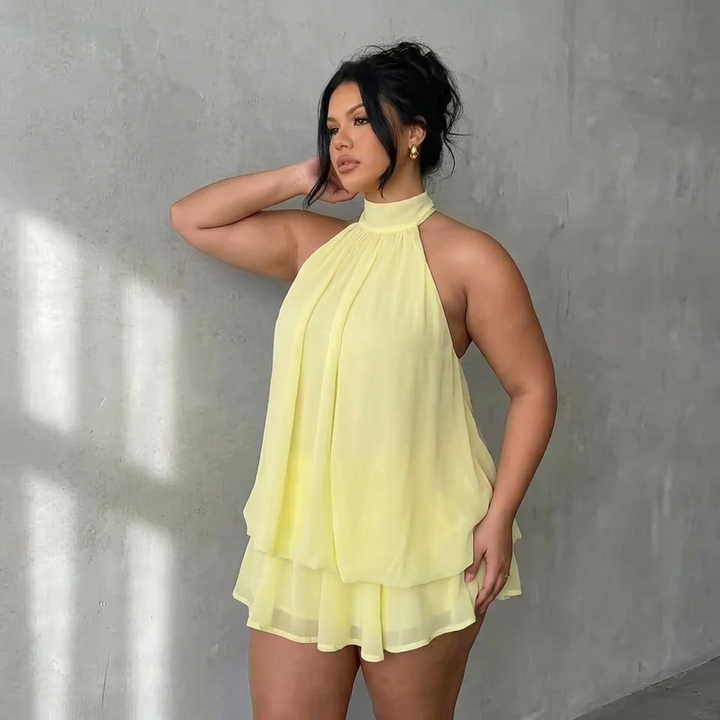 Estelle – Rygfri Volang Mini Kjole