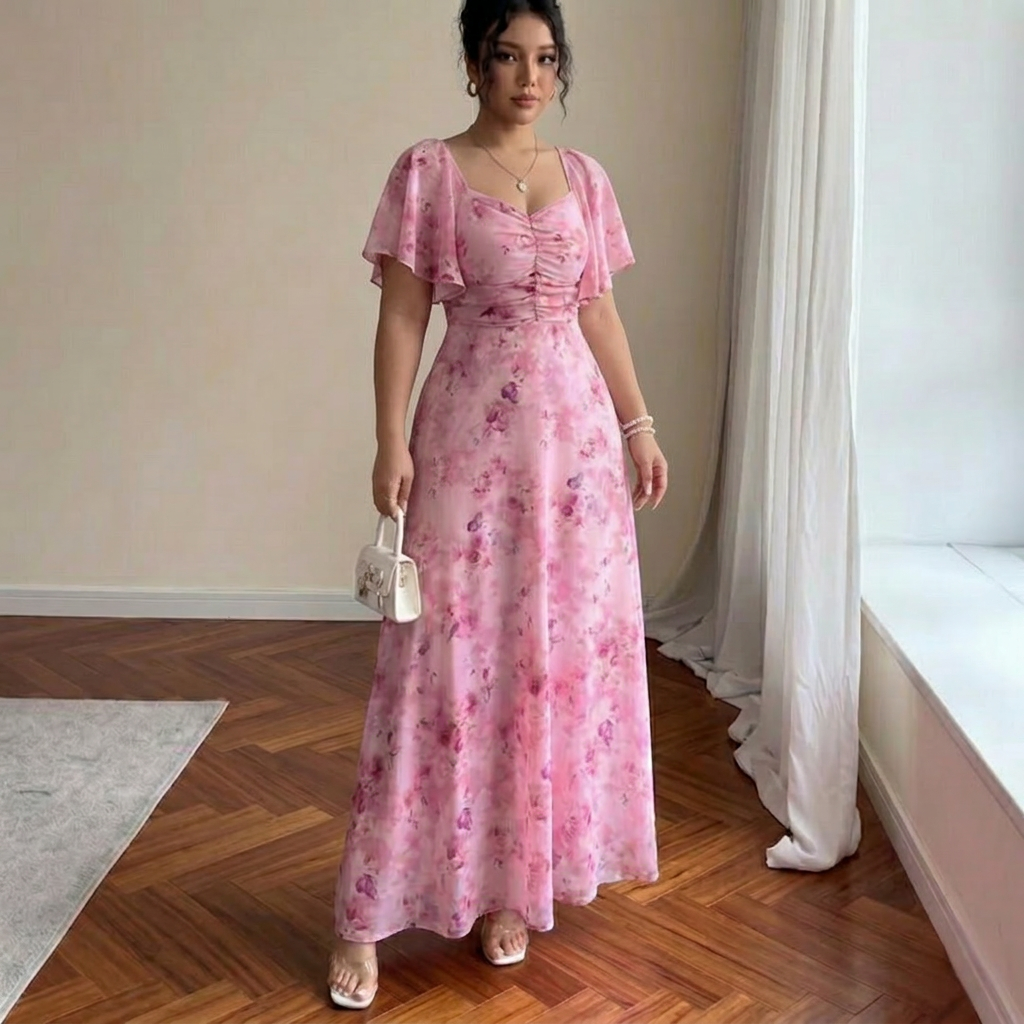 Naomi – Elegant Slim Kjole med Flæseærmer