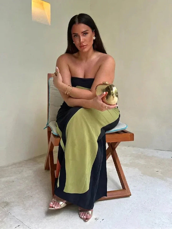Zinnia - Abstrakt Strapless Maxi Kjole