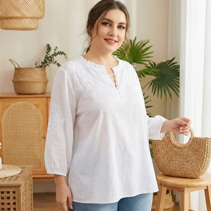 Amaya | Blomstret Bluse med Knapper