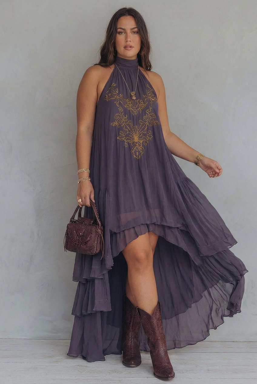 Ula | Broderet Maxi Kjole