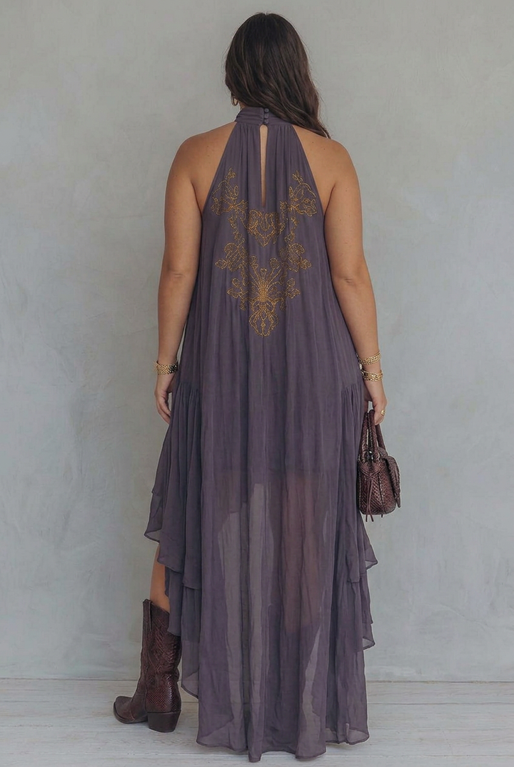Ula | Broderet Maxi Kjole