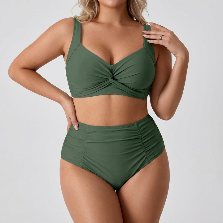 Ingrid | Bandeau Bikini med Samlet Stof