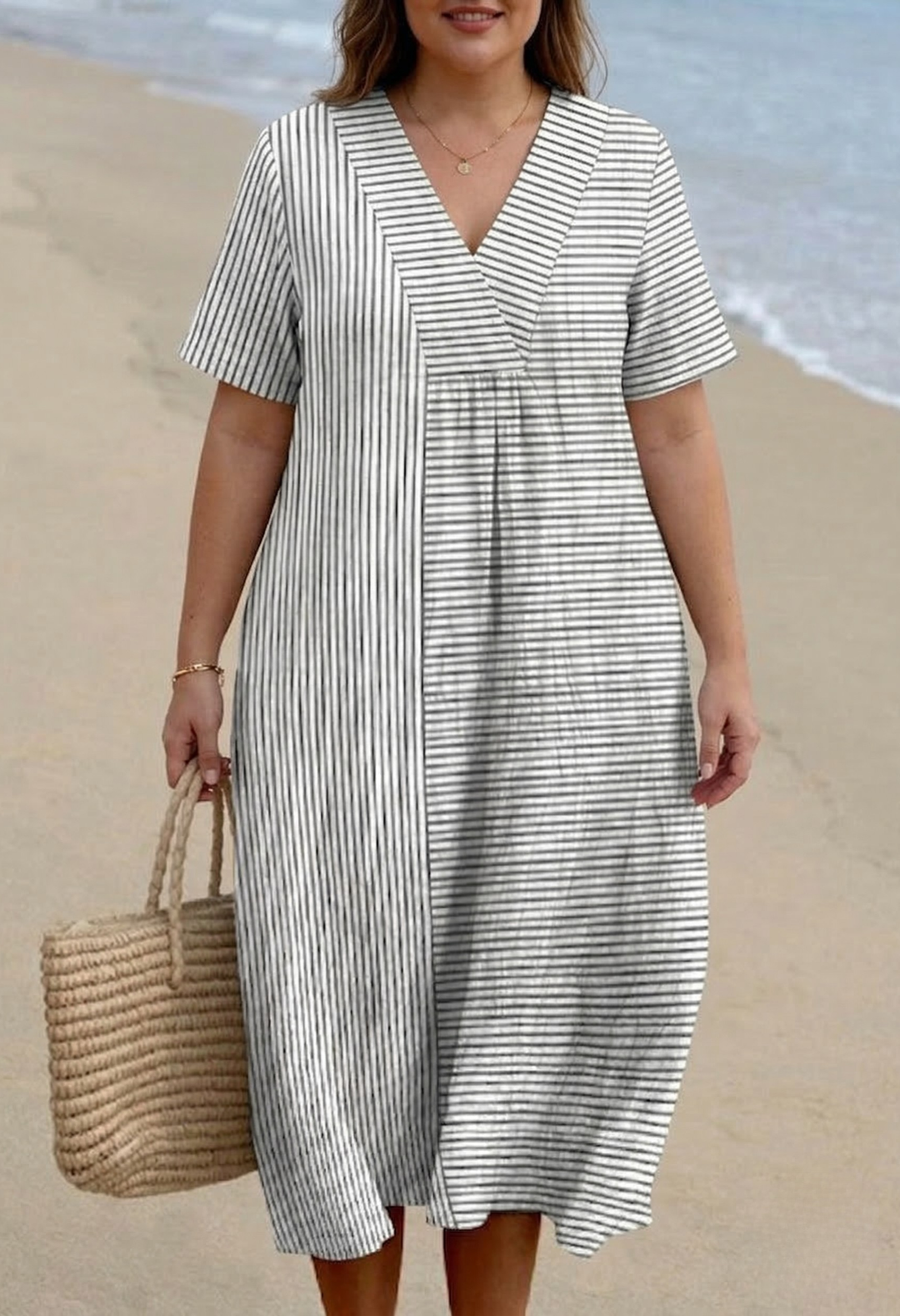 Thea - Vintage Stribet Kjole