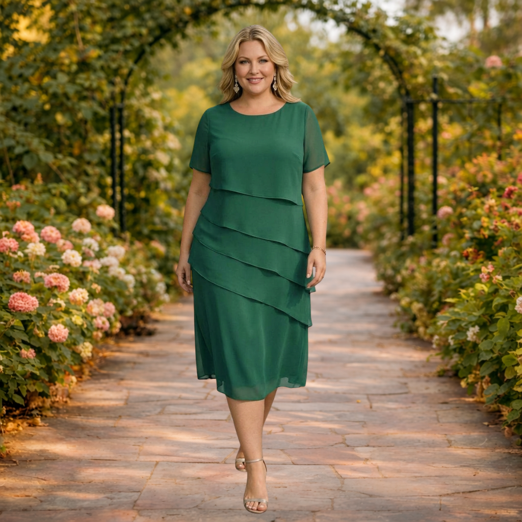 Alma | Lagdelt Chiffon Midi Kjole
