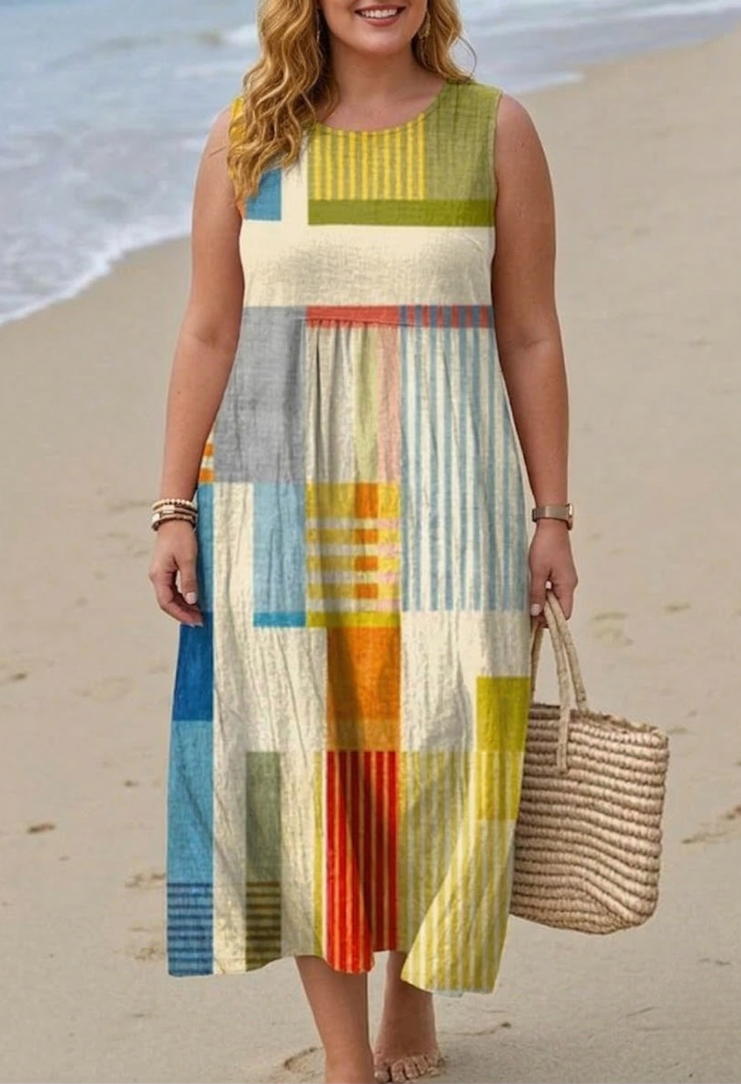 Lark Geometrisk Midi Kjole