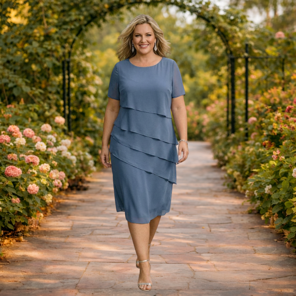 Alma | Lagdelt Chiffon Midi Kjole