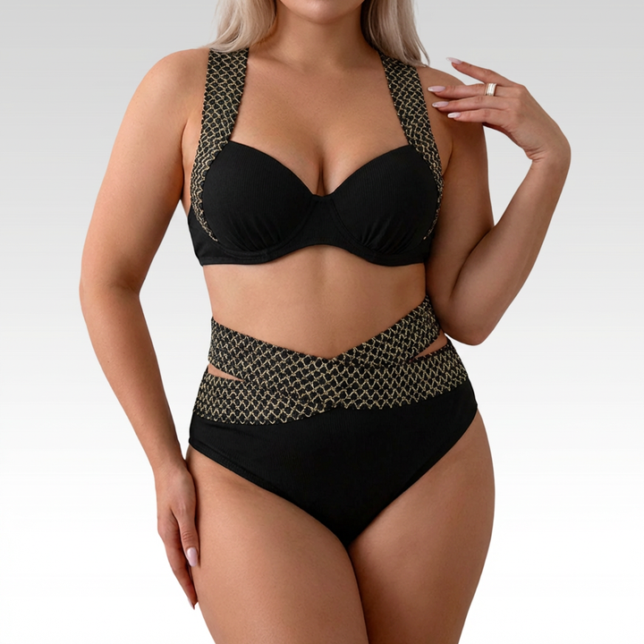 Wilhelmina | Dit maveformende bikini sæt med en stilfuld V-hals